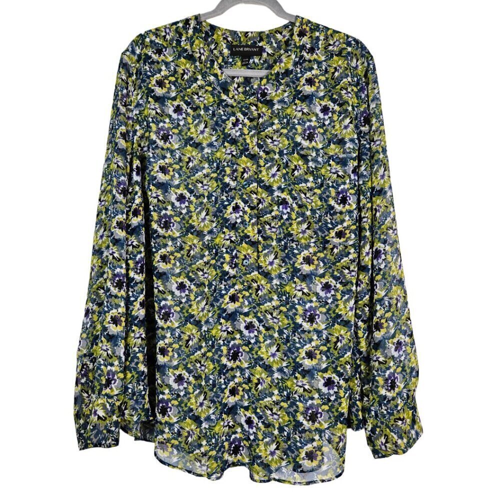 Lane Bryant Sheer Floral Popover Blouse Top 22/24